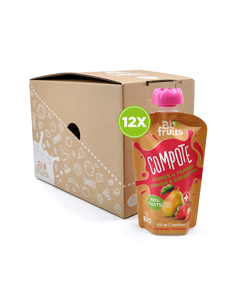 Compotes poires-fraises 12X100gr